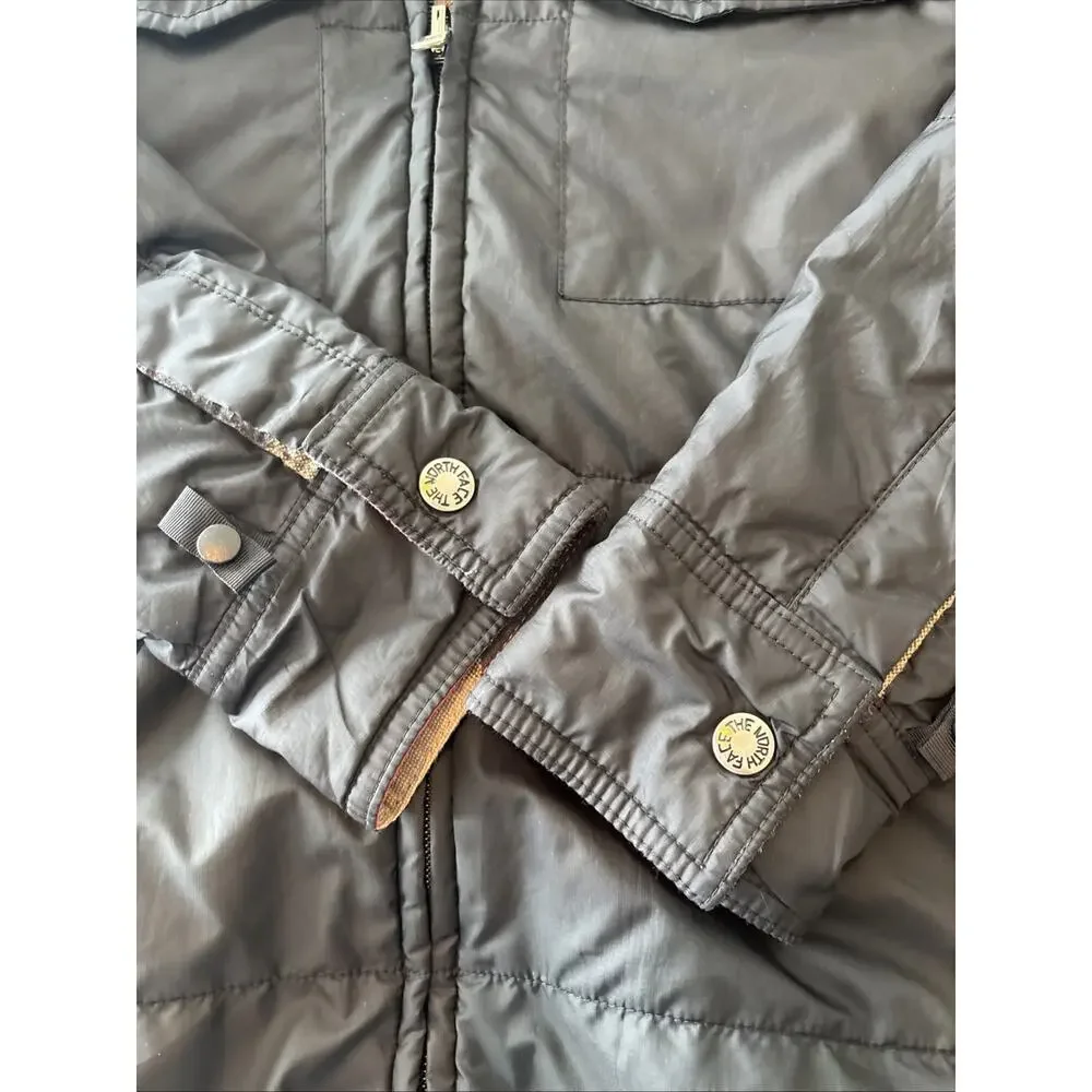 The North Face reversible padded jacket black and buffalo plaid flannel Medium